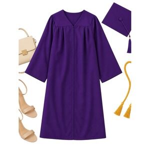 Jostens Purple Graduation Gown ONLY Unisex Zip Front Academic Regalia Adult EUC